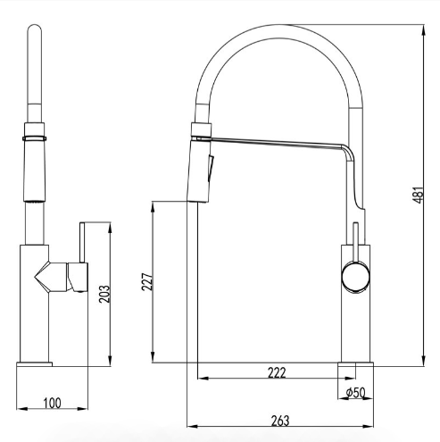 Chrome Hali Multifunctional Sink Mixer with High - Rise Swivel Spout