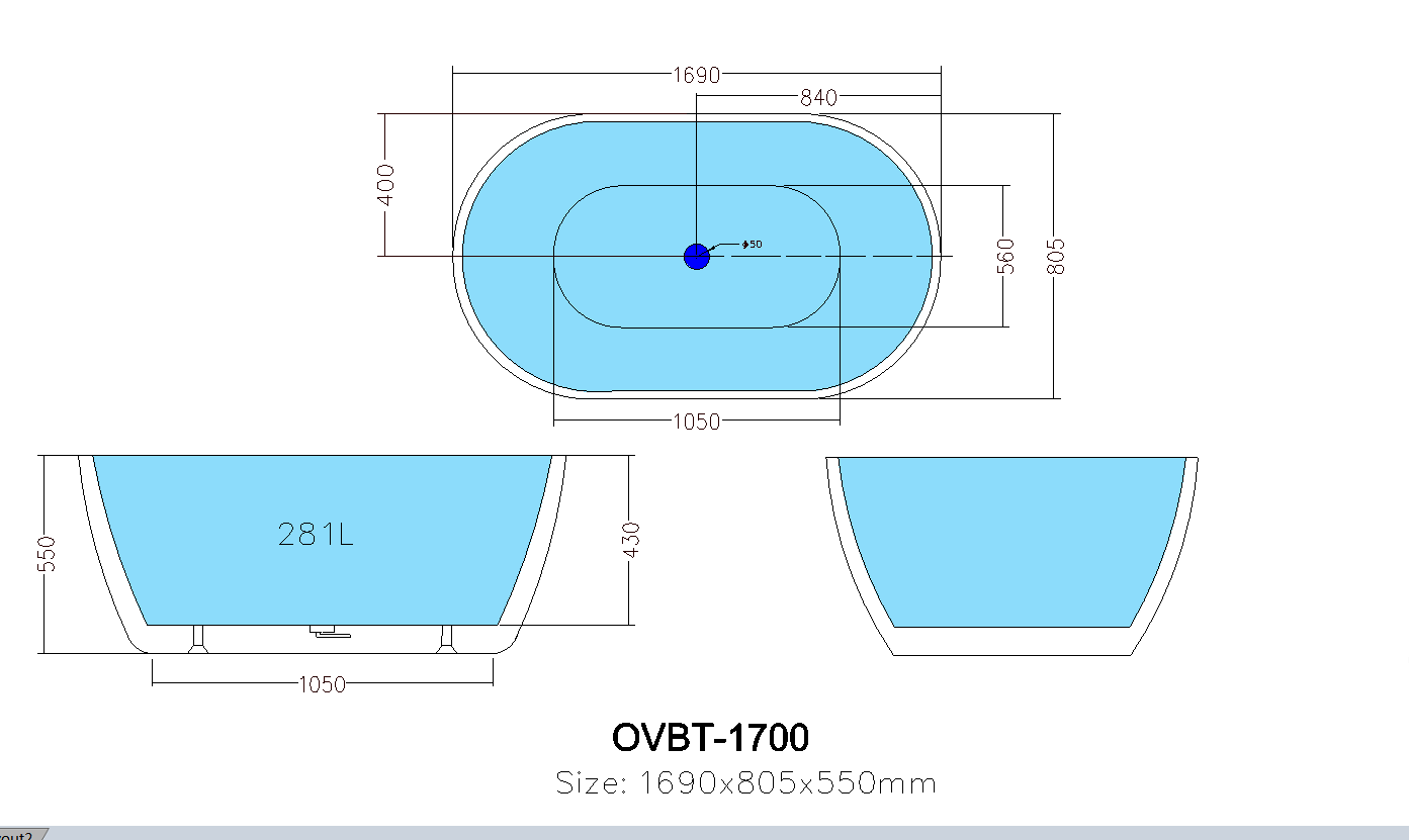 Hot Sale! Olivia Gloss White Freestanding Bathtub in 1300mm, 1400mm, 1500mm & 1700mm Sizes