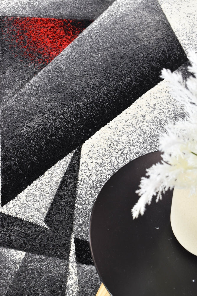 Hot Sale! Novus 54B Grey and Red Contemporary Machine - Woven Rugs
