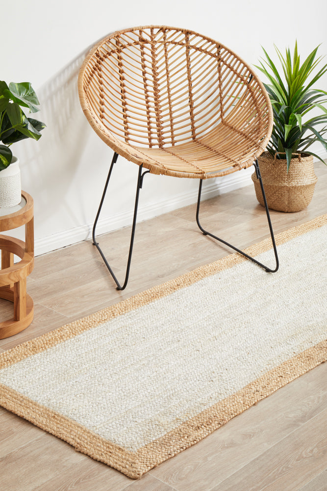 Exclusive Noosa 333 White Natural Jute Runner Rug