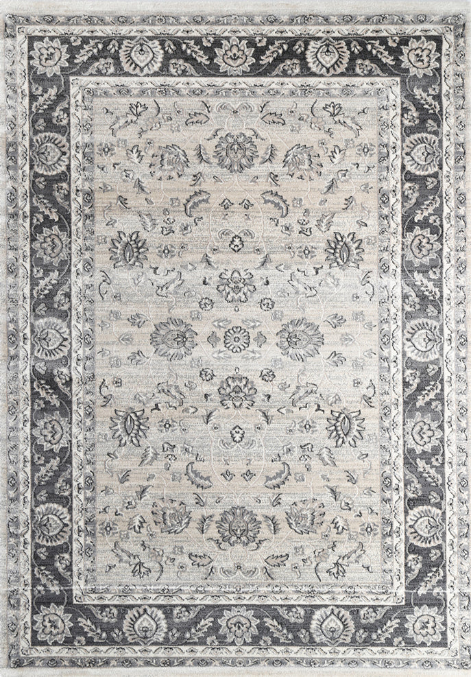 Beige Grey Bordered Vintage-Style Oregon Area Rug