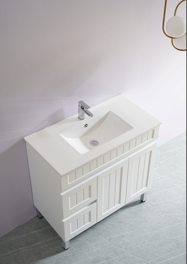 Exclusive Sale! Acacia 900mm Matte White PVC Floor Standing Shaker Vanity
