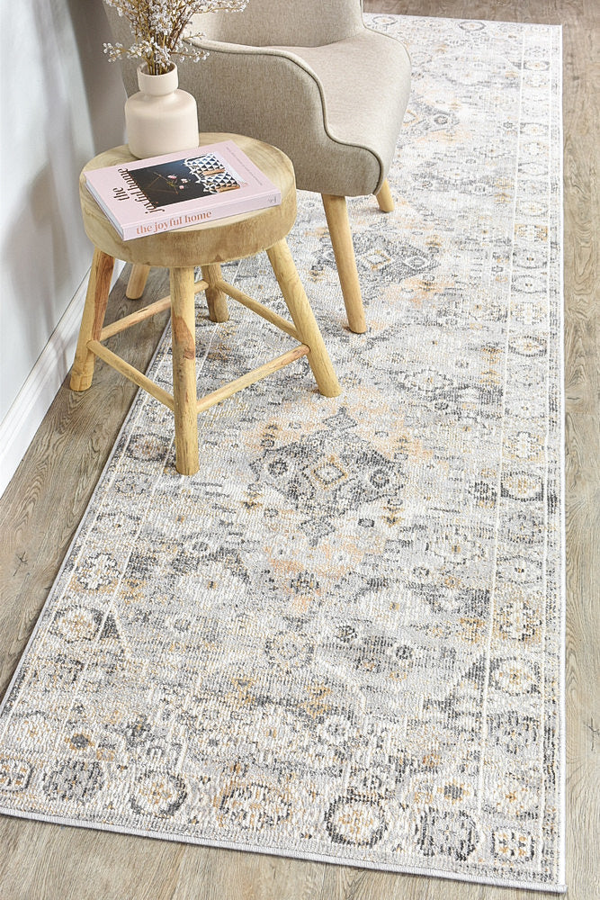 Hot Sale! Medina Grey Mustard Runner Rug 0320C - A Stylish Floor Covering