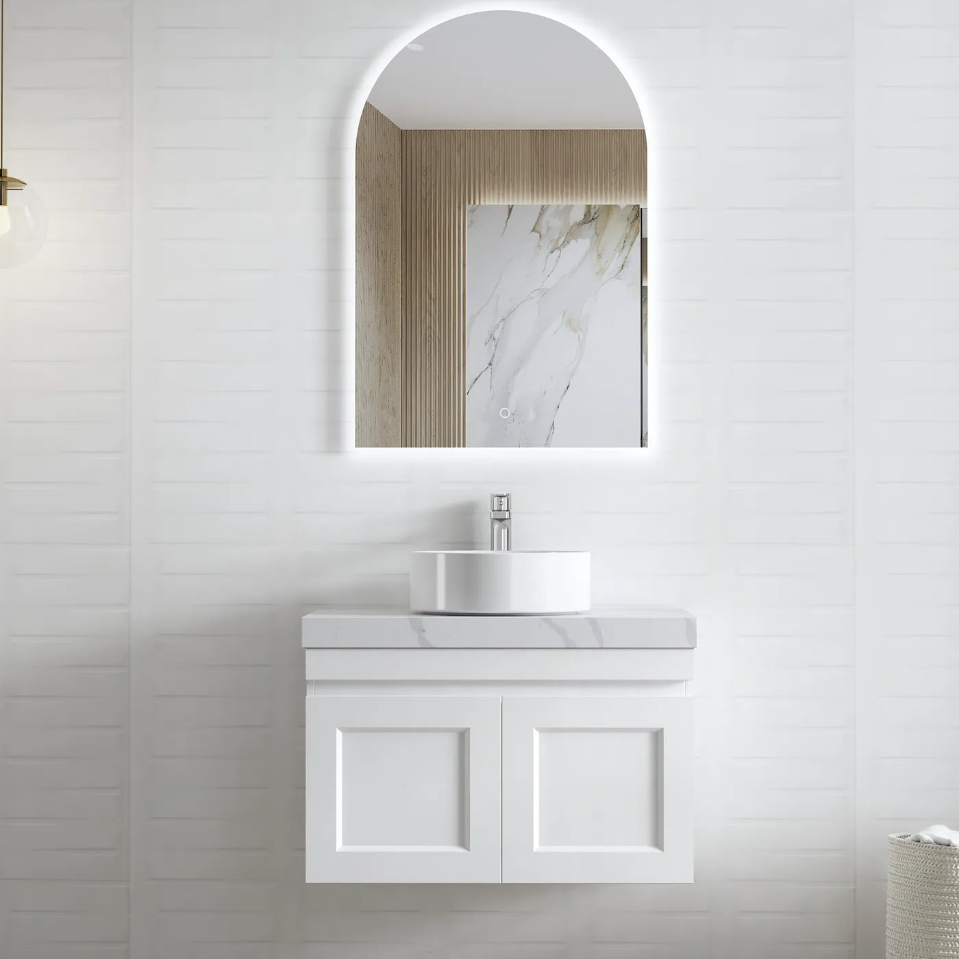 HAMPTON Mark II 750mm Matte White Wall-Hung Stylish Vanity with Ample Storage
