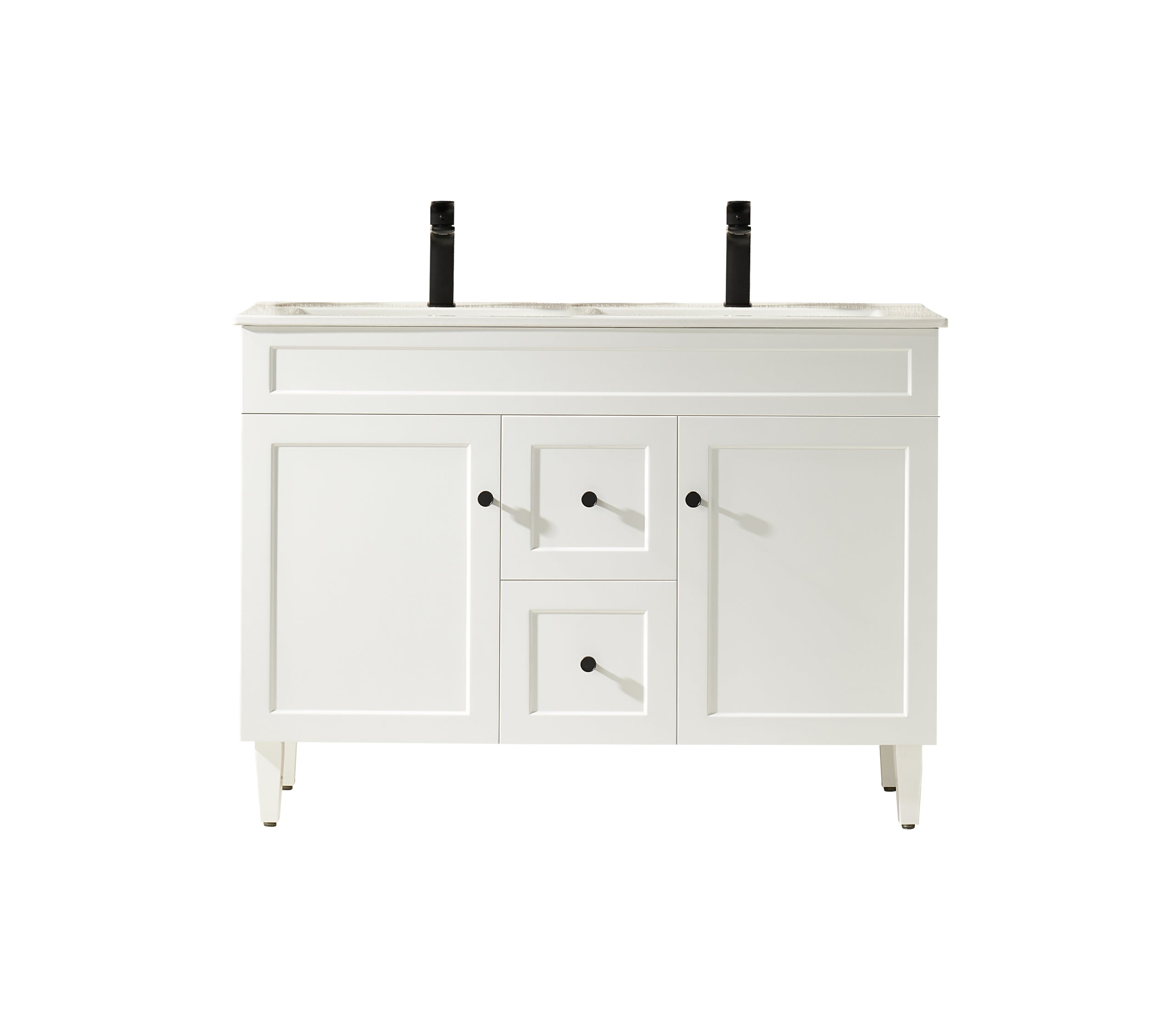 Special Offer! 1200mm Double Bowl Harrington Freestanding PVC Floor Cabinet Vanity in Matte White