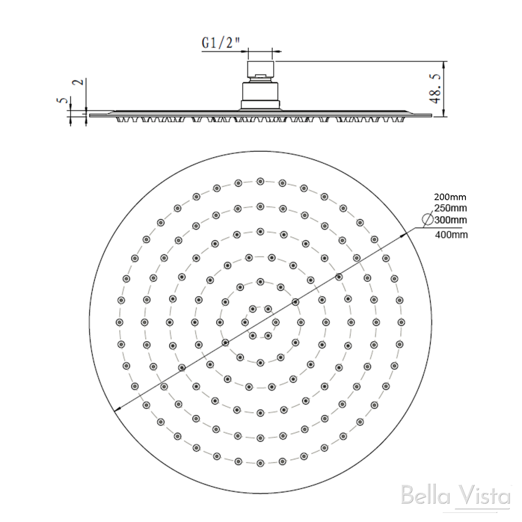 250mm Brushed Nickel Mica Luxury Shower Head for a Refreshing Spa Experience