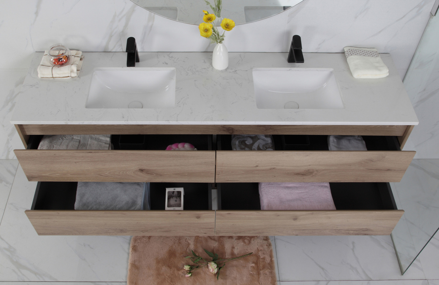 Exclusive MAX MDF Wall Hung Vanity in Natural Oak (All Sizes)
