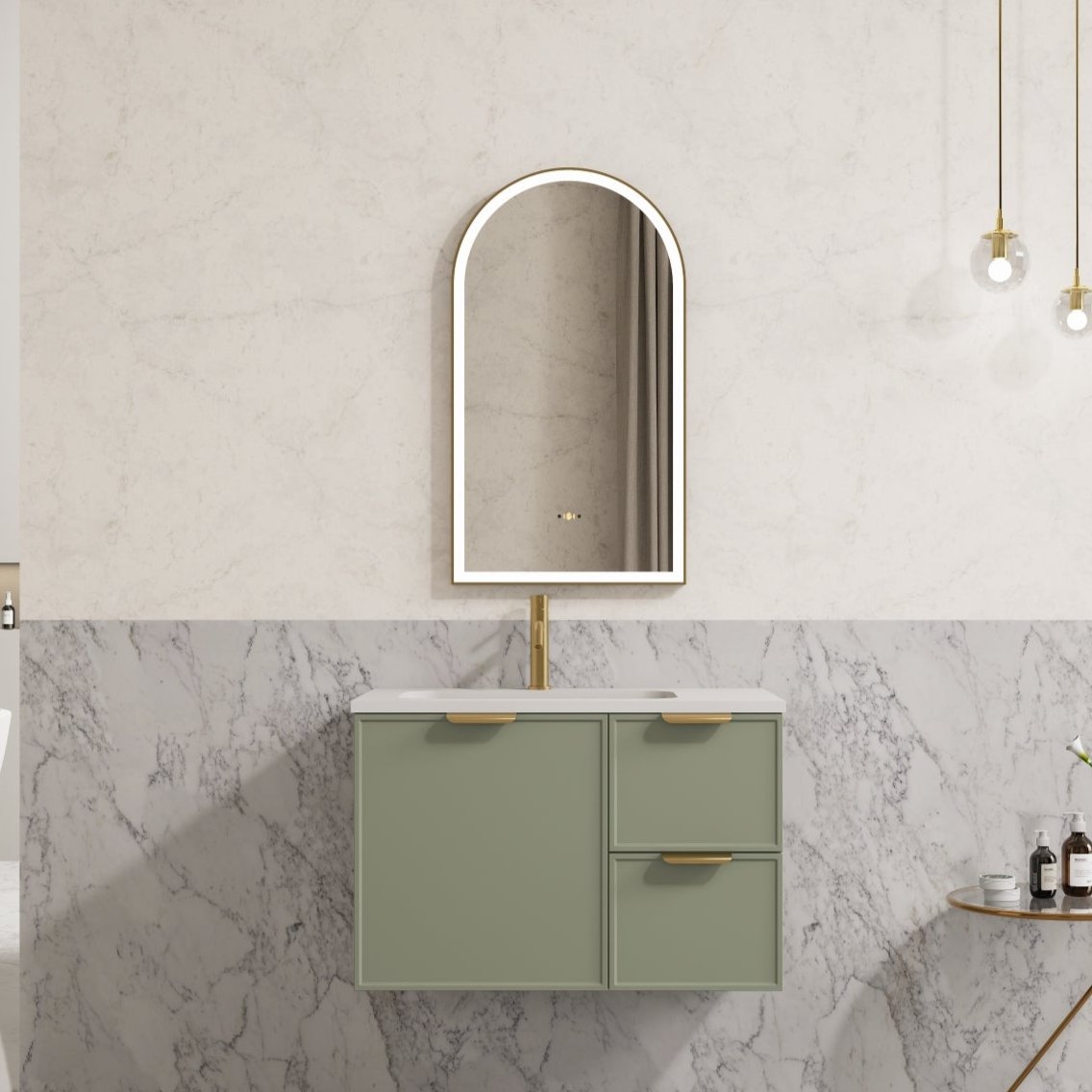 750mm Olive Green Miami Wall - Hung PVC Bathroom Cabinet