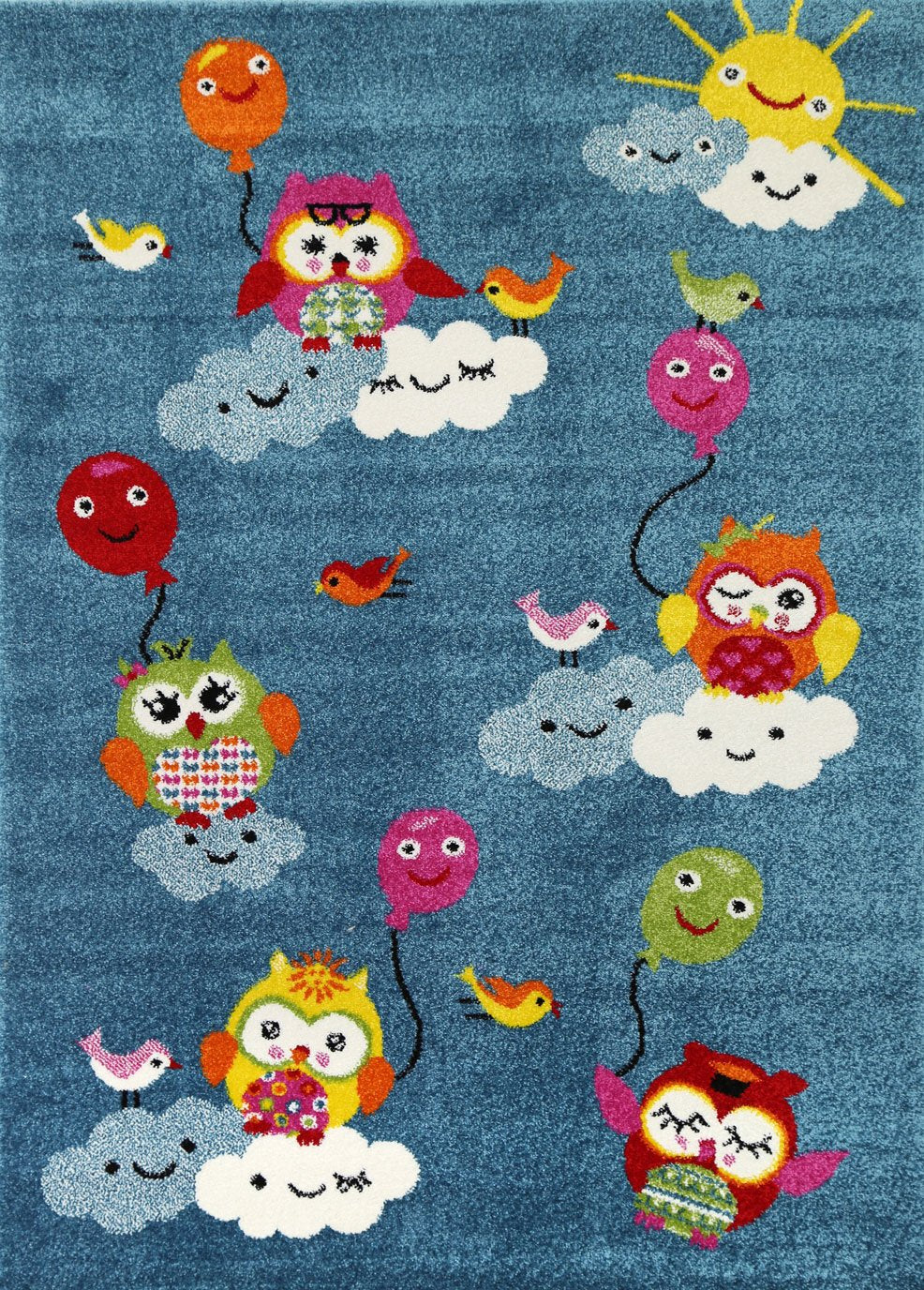 Super Deal! Nova Blue Owl Balloon Rug for Kids