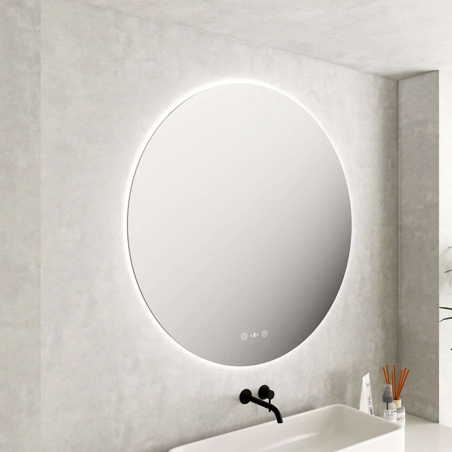LUNA LED Frameless Round Mirror in 600mm, 750mm, 900mm Sizes