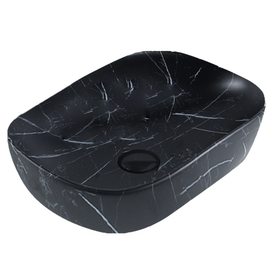Hot Deal: POSEIDON Rectangle Matte Black Marble Basin (465x320x137)