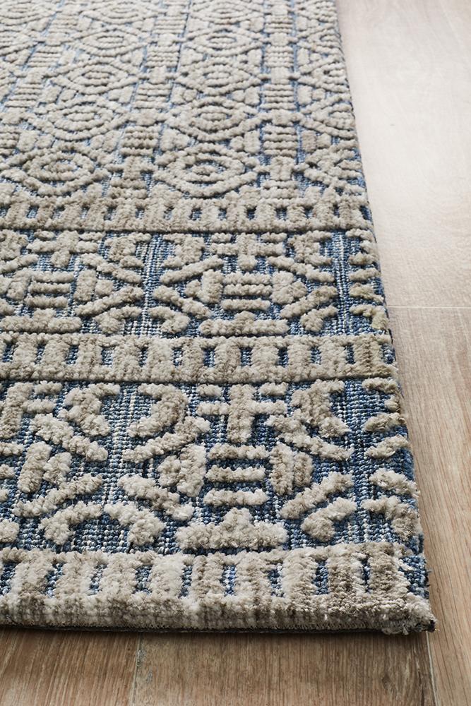 Hot Sale! Levi Miriam Navy Grey Polyester Microfibre Rug for Your Home Decor