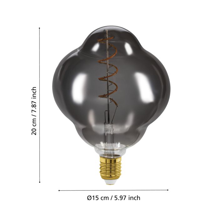 4W Dimmable E27 LED Globe with Black Vapourised Finish, 2000K