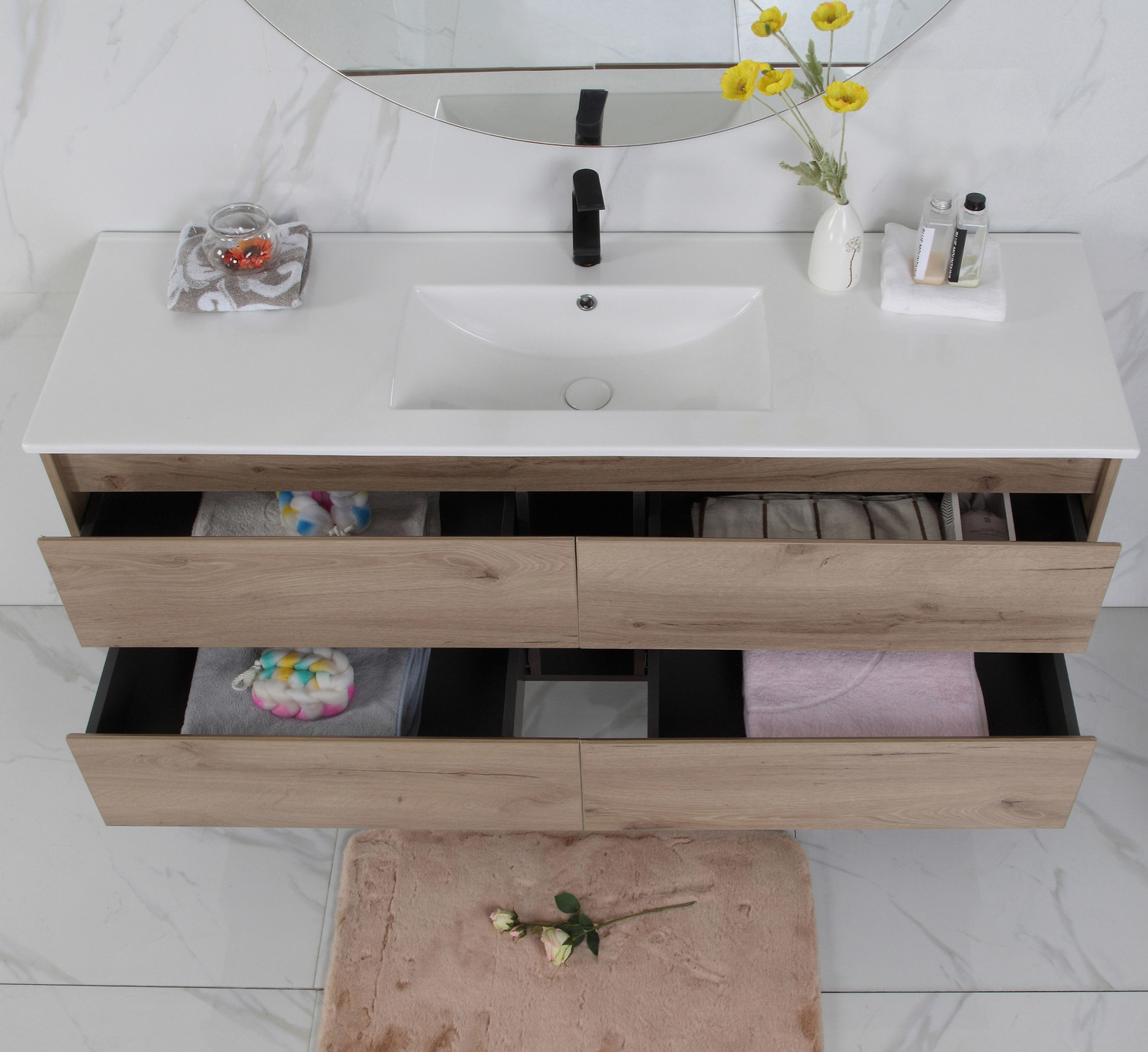 Exclusive MAX MDF Wall Hung Vanity in Natural Oak (All Sizes)