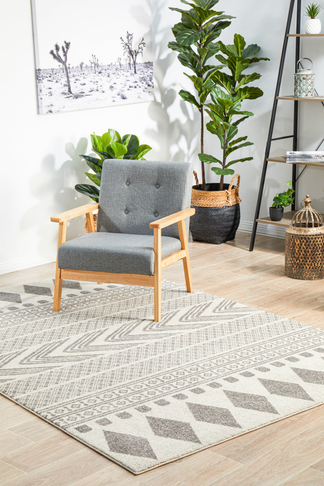 Mirage Adani Grey Rug with Modern Tribal Design - Trendy and Timeless