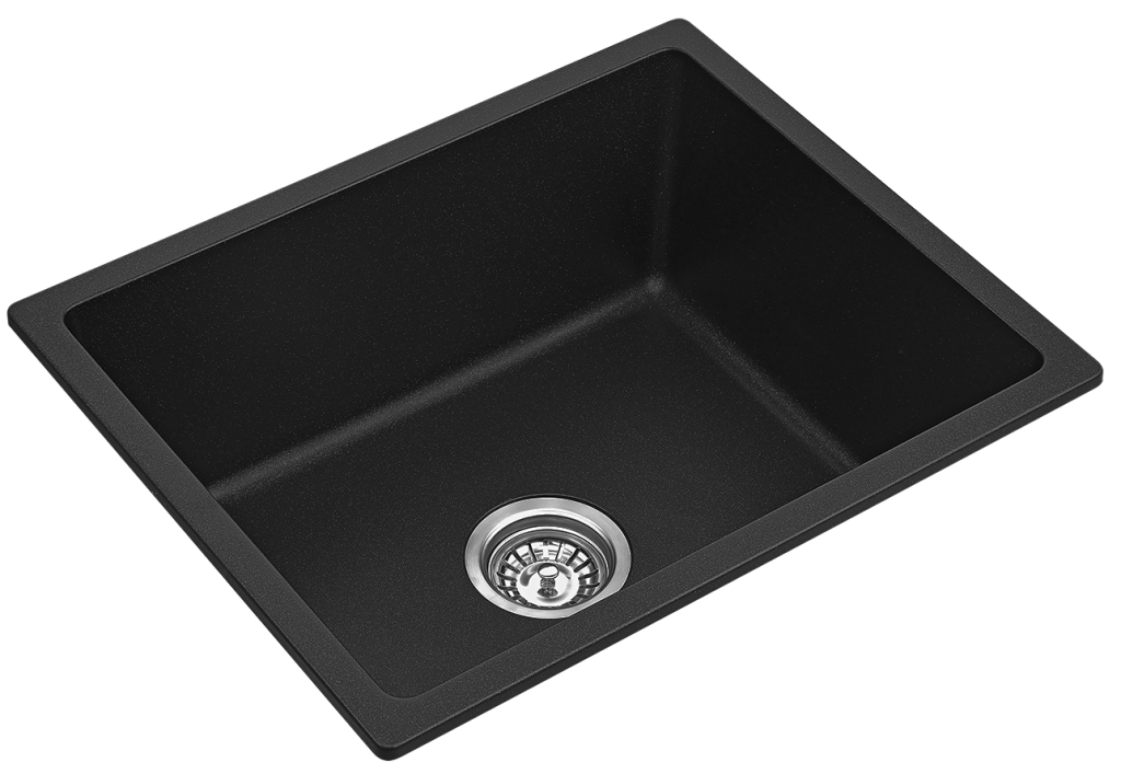 Fomos 550 x 450mm Black Granite Kitchen Sink - Stylish and Durable