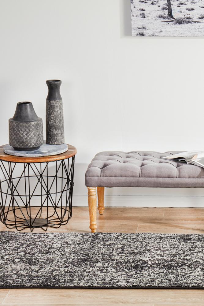 Stylish Evoke Scape Charcoal Transitional Power - Loomed Runner Rug