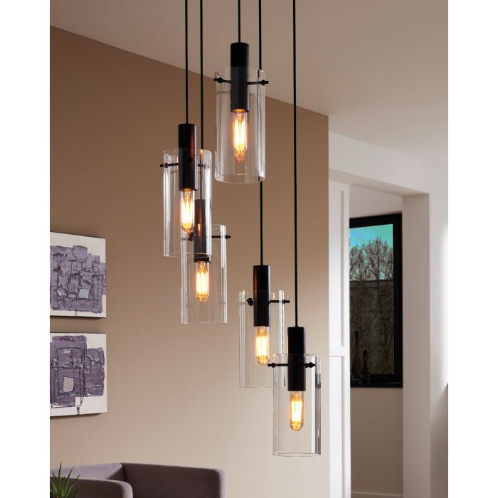 MONTEFINO Black Steel & Clear Glass Pendant Light - Exclusive Offer