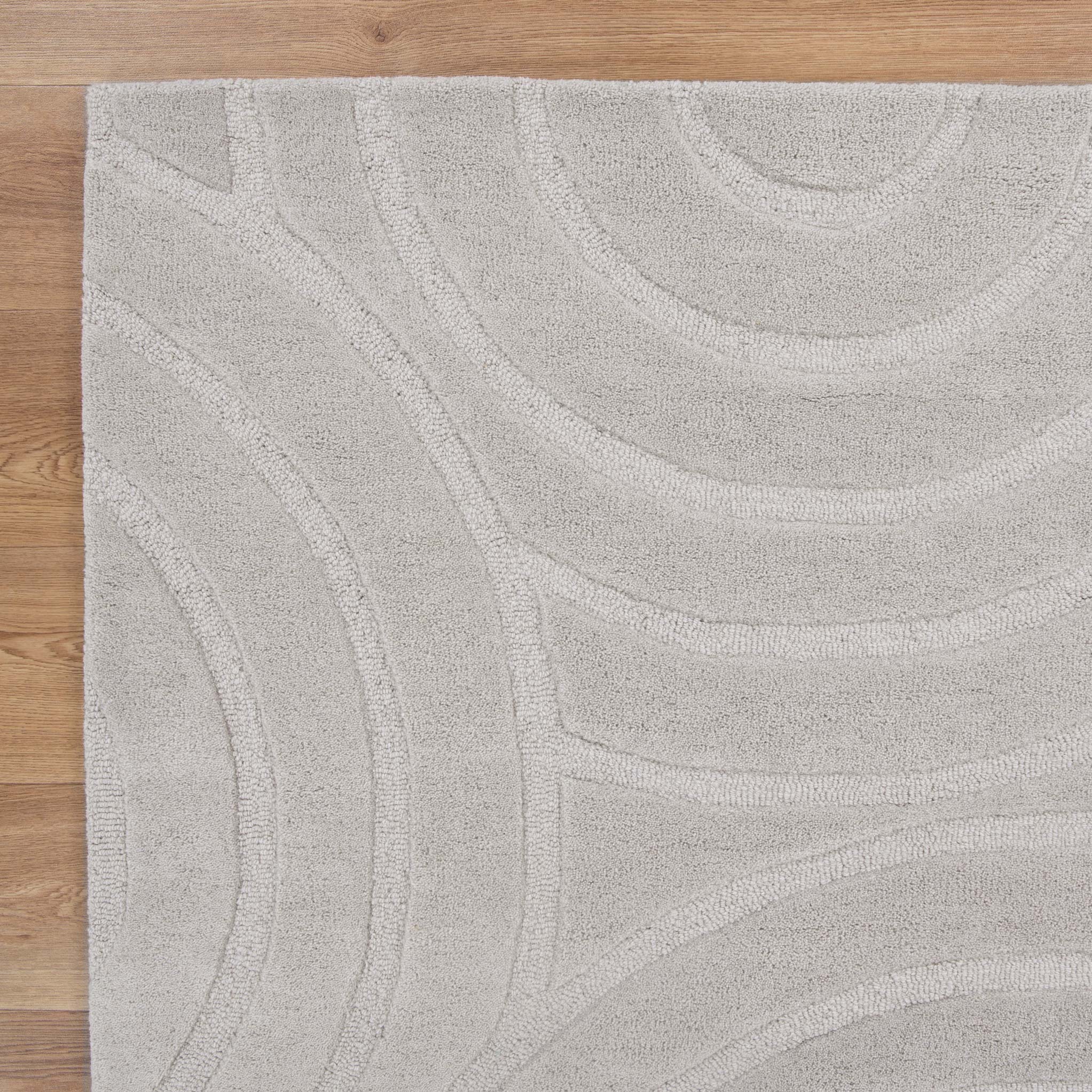 Light Grey Ellipse Hand - Tufted 100% Wool Rug by Les Nomades