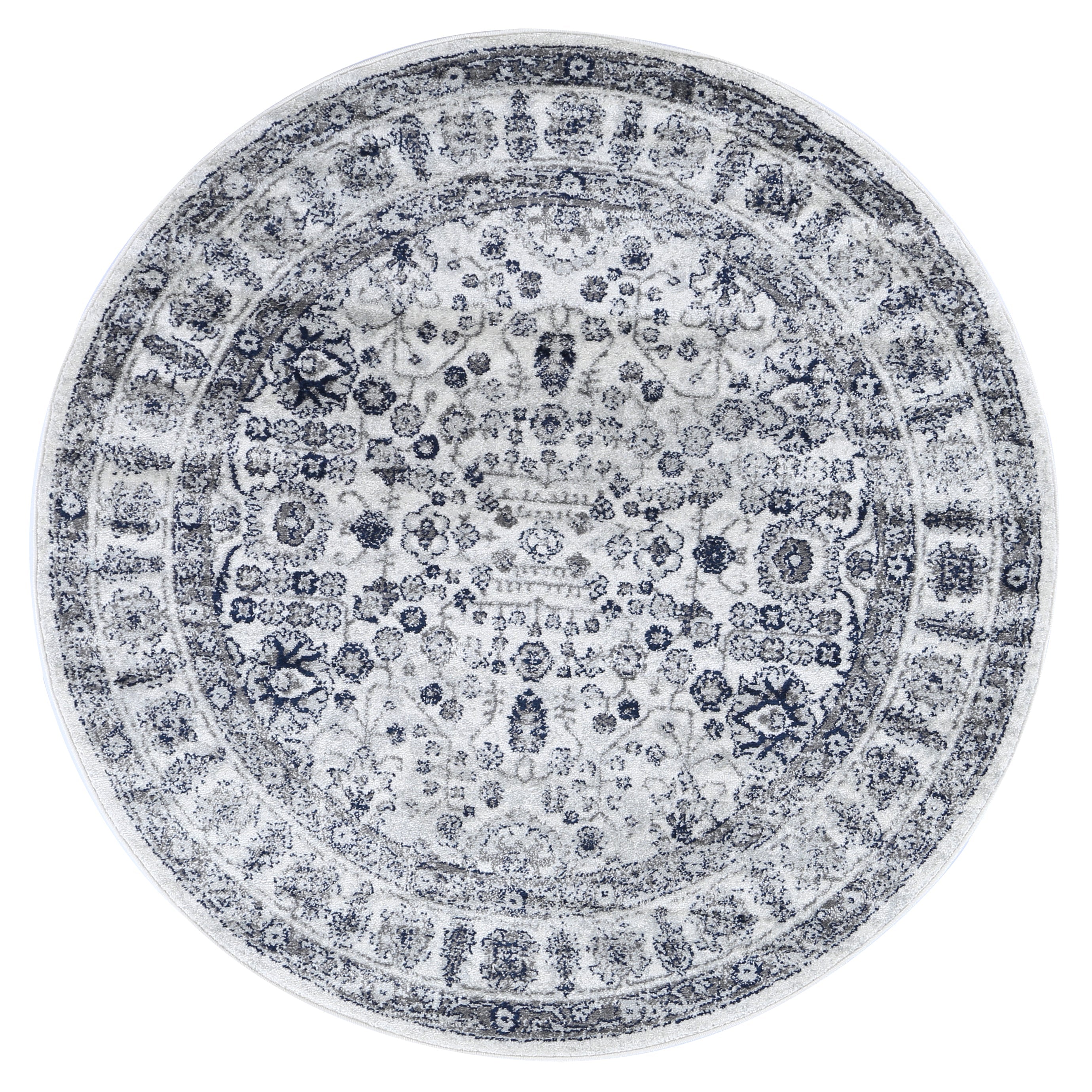 Exclusive Offer! Navy Cream Traditional Style Ligures Area Rug for Your Home
