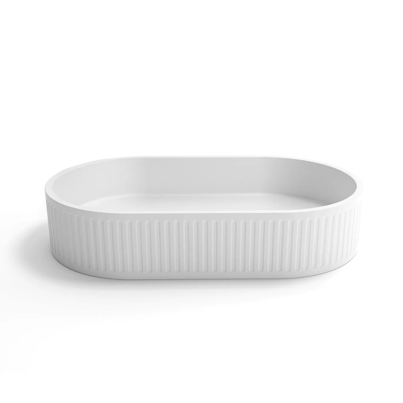 Oval 600x350x120 White Concrete HUDSON Basin