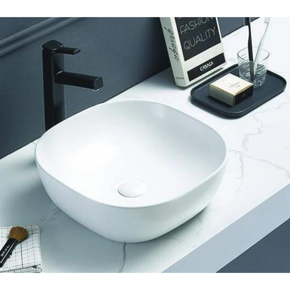 Hot Deal: POSEIDON Square Matte White Ceramic Basin (370x115mm)
