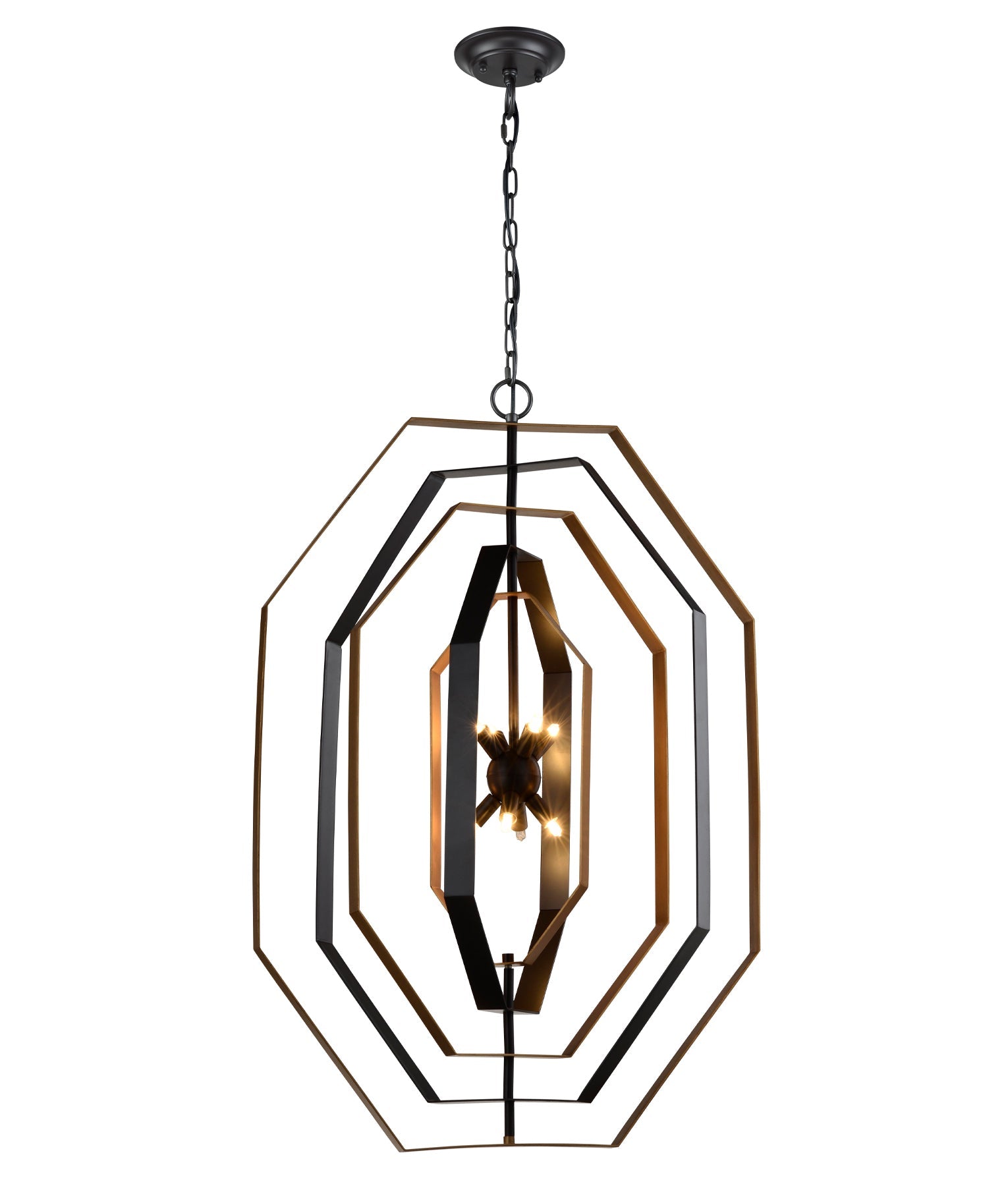 ORBITA Bohemian-Style Oil Rubbed Bronze Hexagonal Single Pendant Light