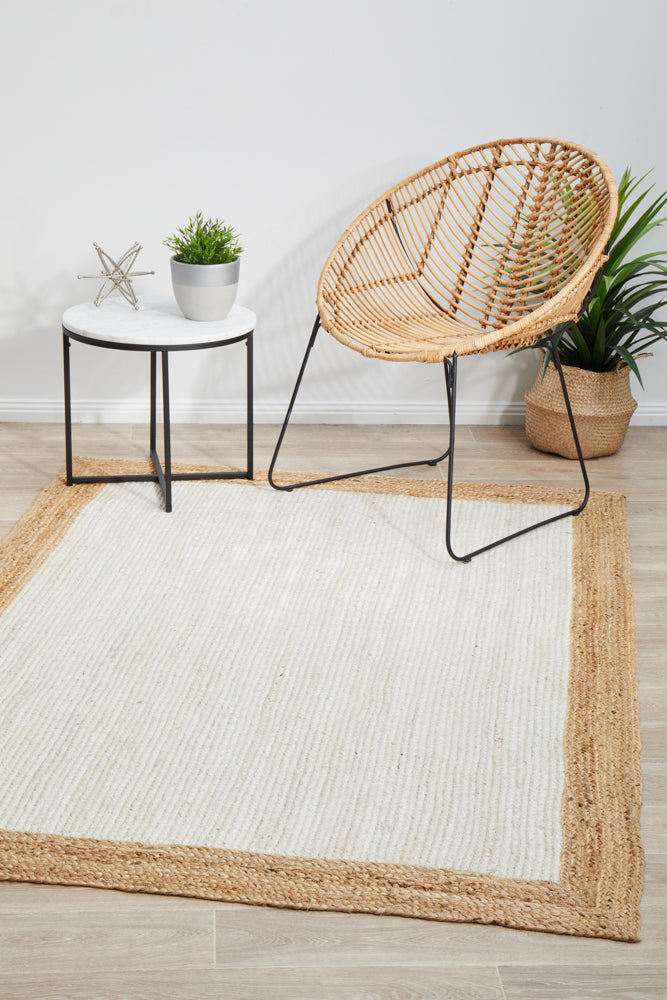 Noosa 333 White Natural Jute Rug - Eco - Friendly & Stylish