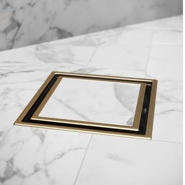 Hot! Matte Gold Smart Tile Insert Floor Waste Shower Drain (90mm Outlet, 115x115mm)