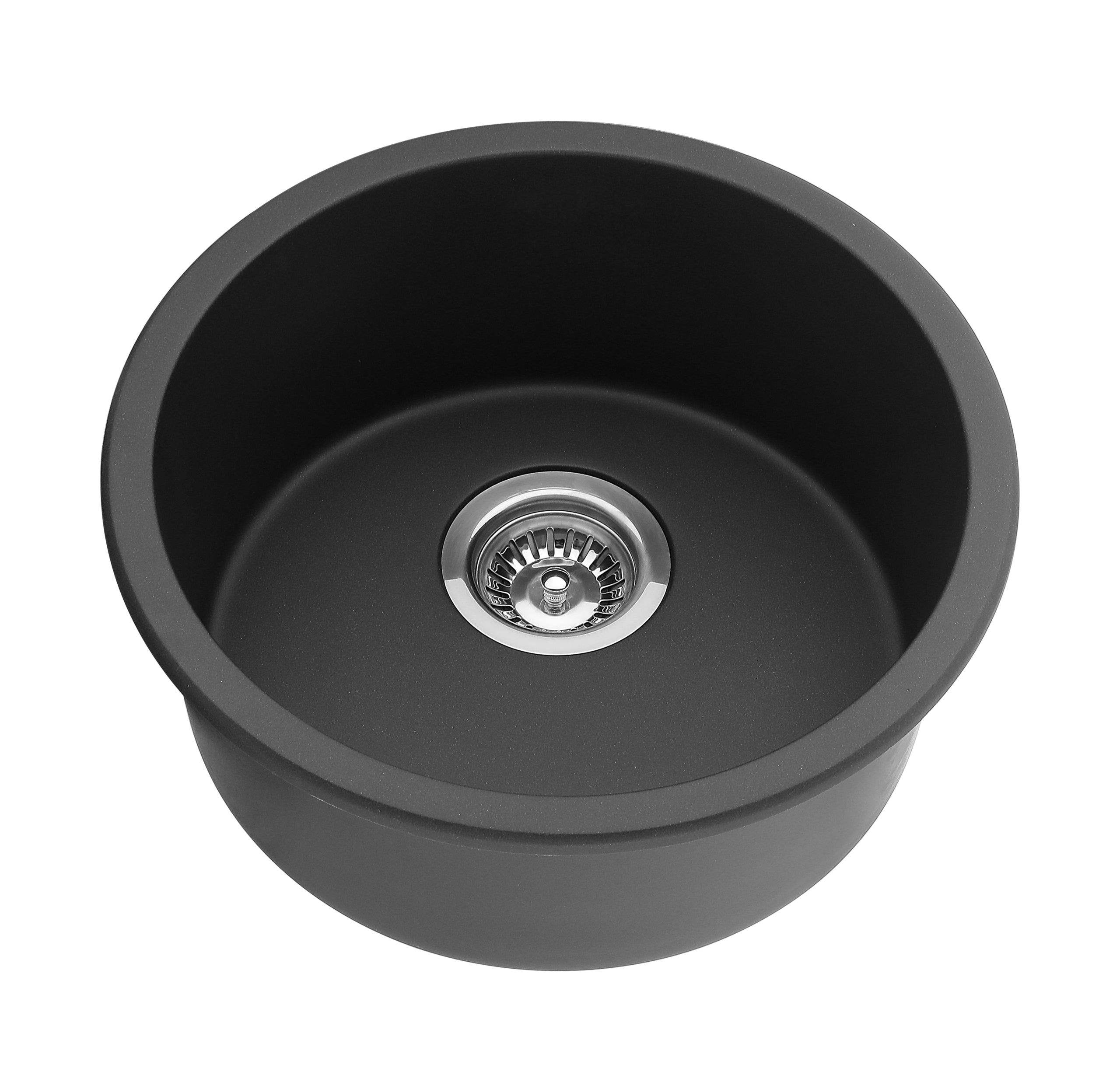 Hot Deal! Matte Black POS Round Quartz Undermount Kitchen Sink 410x410x210