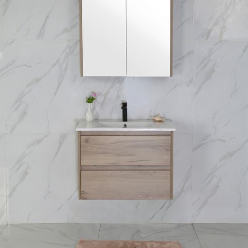 Exclusive MAX MDF Wall Hung Vanity in Natural Oak (All Sizes)