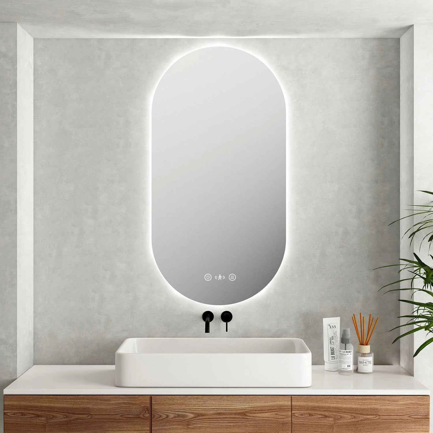 Hot Sale! Mercio Oval Frameless LED Bathroom Mirror, 500x900mm