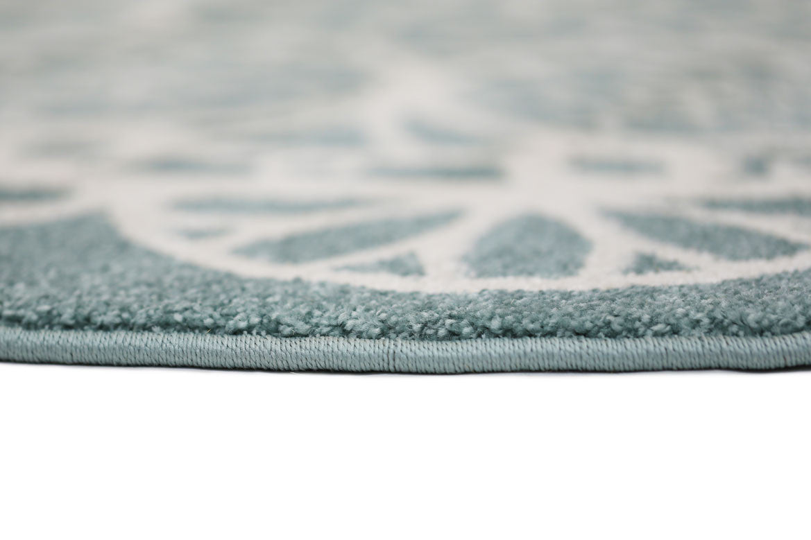 Piccolo Aqua White Doily-style Kids Rugs - Soft, Washable & Ideal for Imaginative Play
