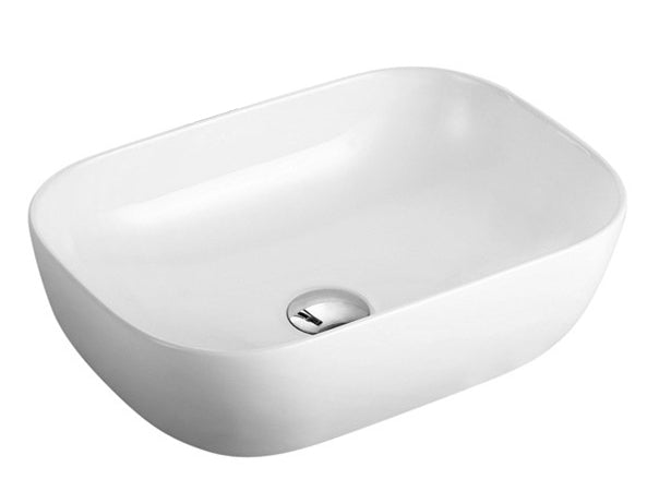 Glossy White Rectangle Ceramic Basin (465x320x137) - Poseidon Style