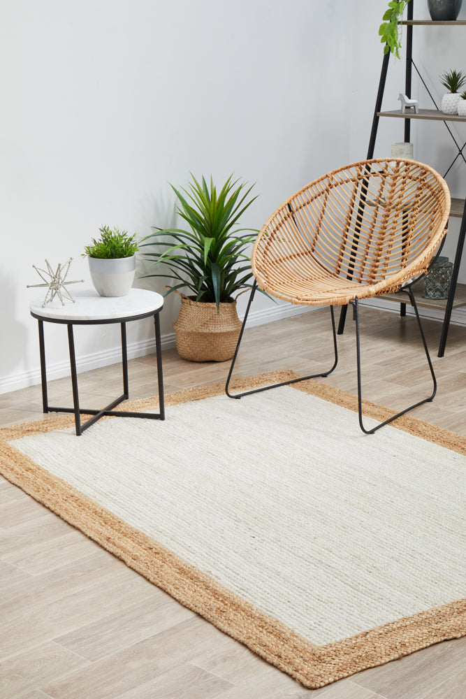 Noosa 333 White Natural Jute Rug - Eco - Friendly & Stylish