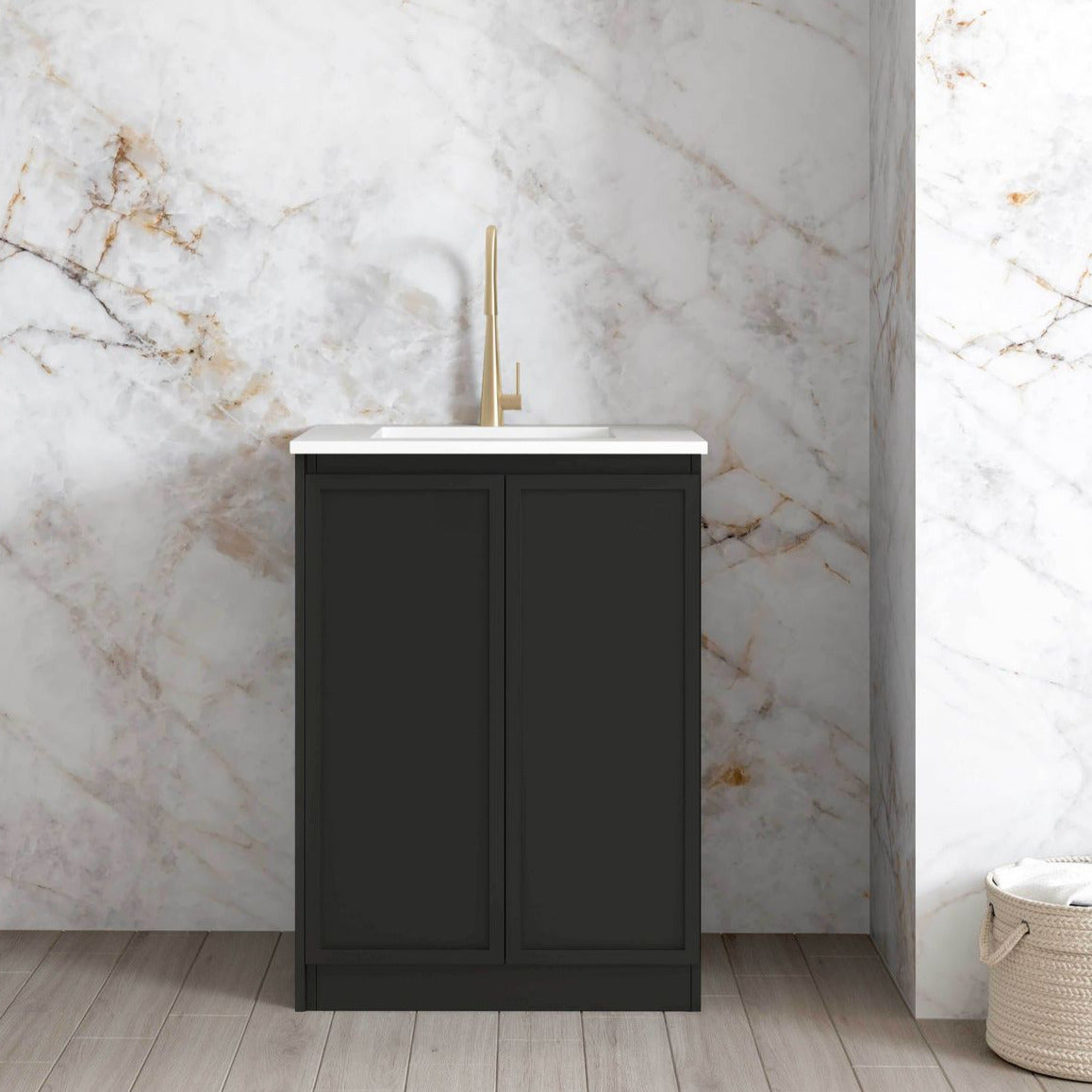 650mm Hampshire Black Matte Base Cabinet for Laundry