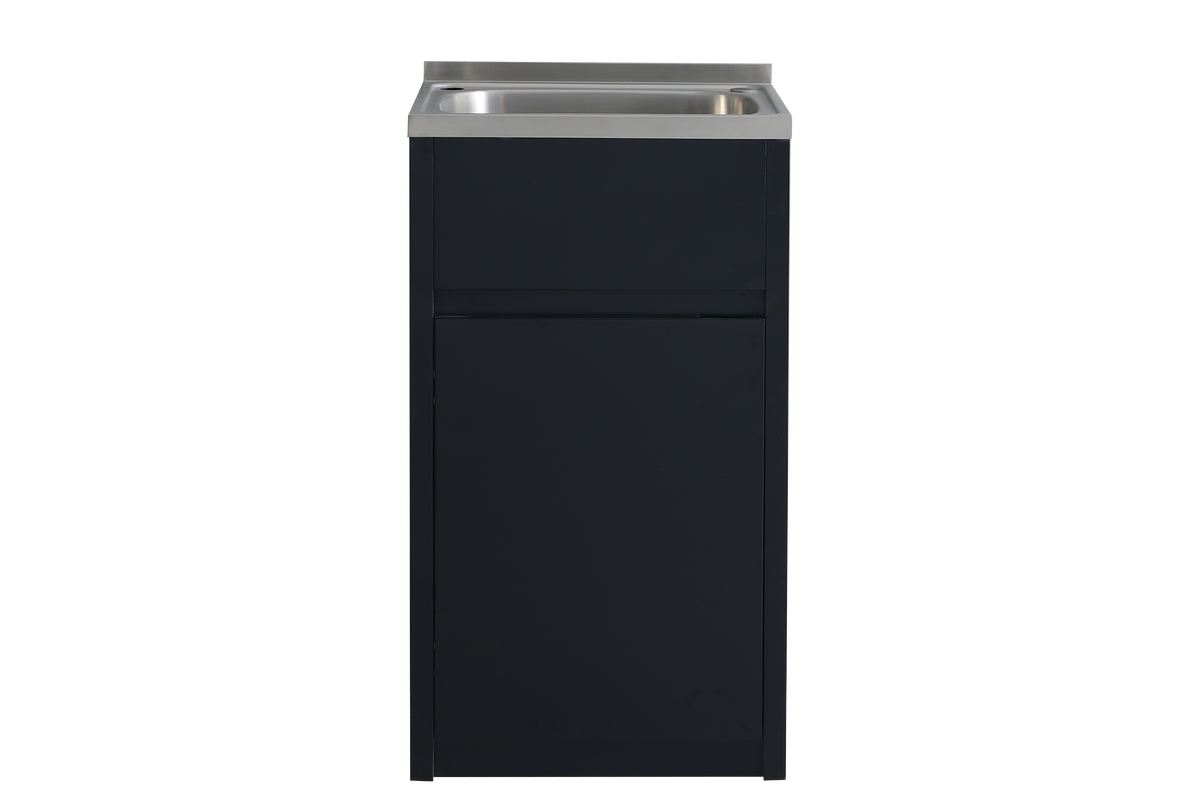 Exclusive Offer! 35L Stainless Laundry Tub with PVC Cabinet in Matte White/Black (454x555x890mm)