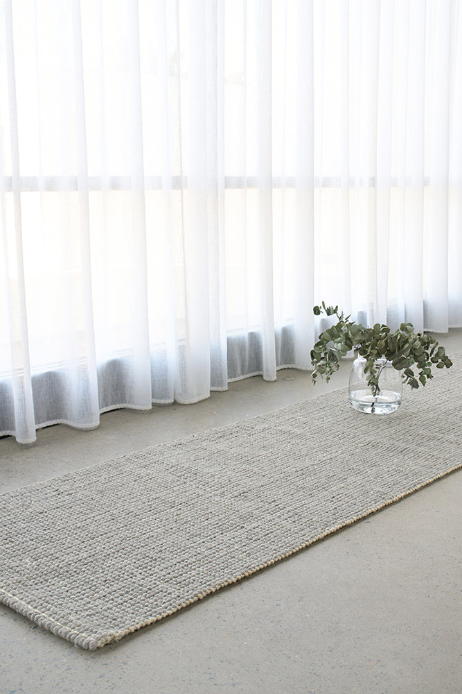 Madras Parker Dove Runner Rug - Soft Luxury, Eco-Friendly