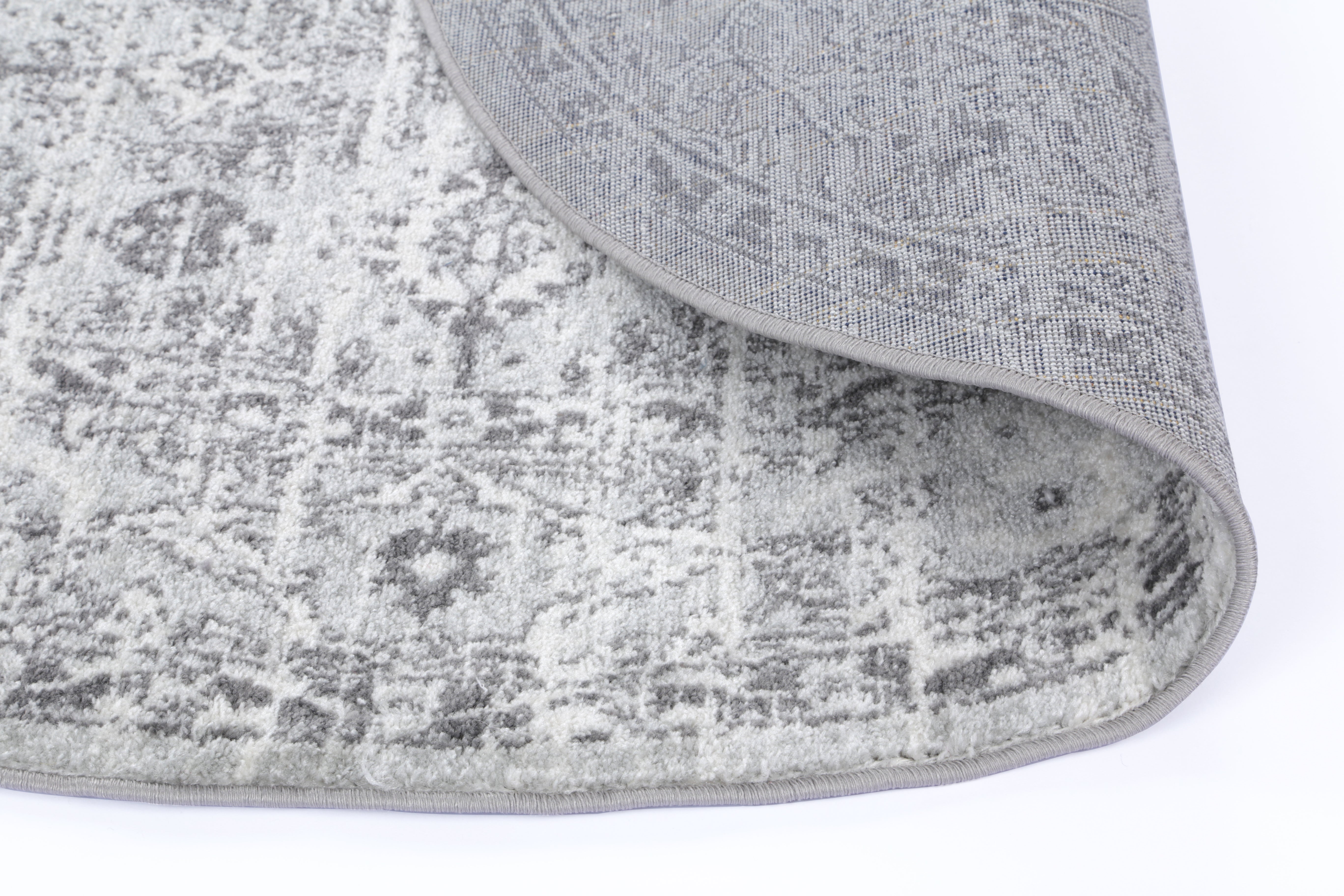 Stylish Grey and White Ancient-Style Ligures Rug for Modern Spaces