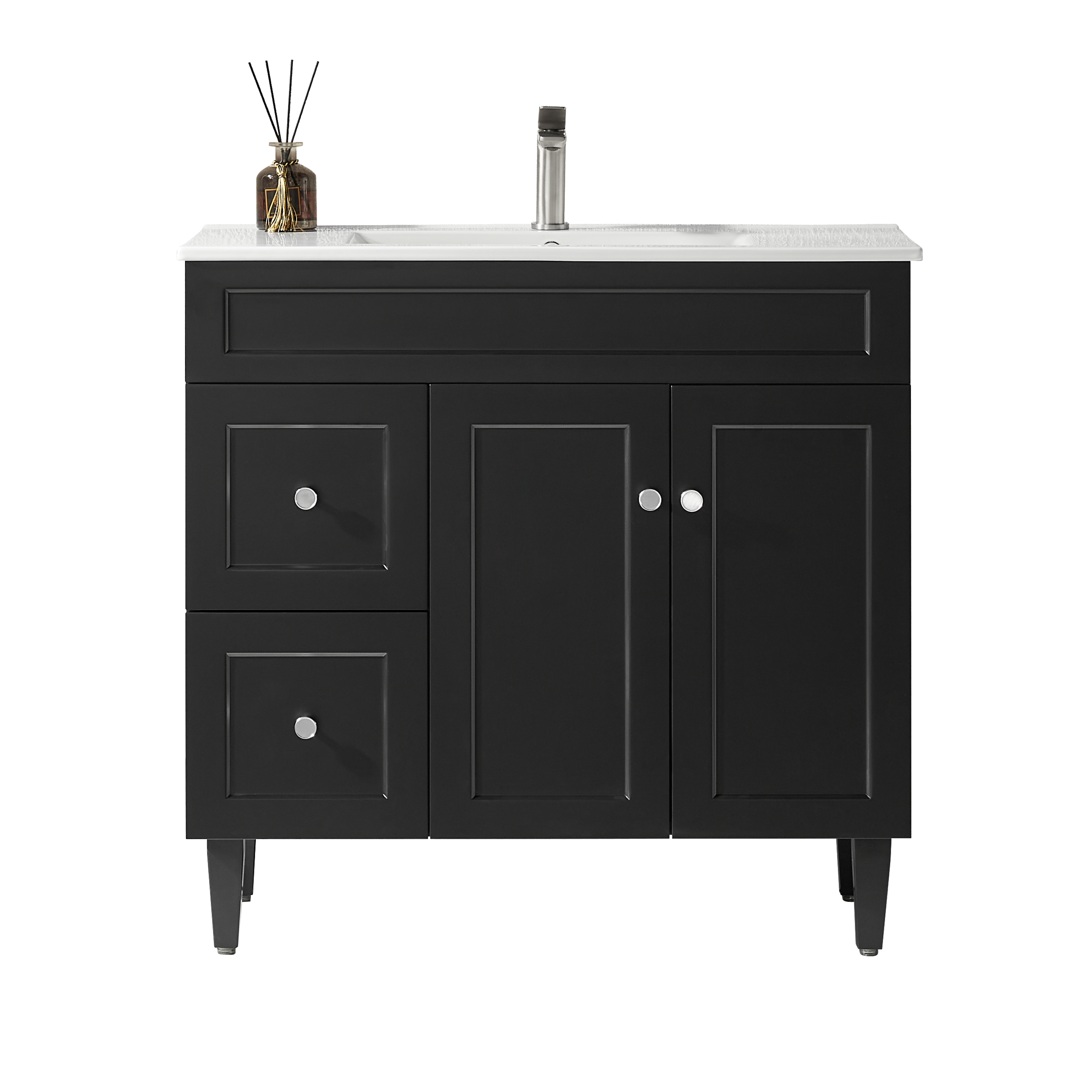 Hot Deal! 900mm Matte Black Harrington Freestanding PVC Vanity