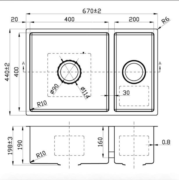 Hot Deal! Chrome New Cora 670 x 440 x 200mm Above/Undermount Stainless Steel Sink