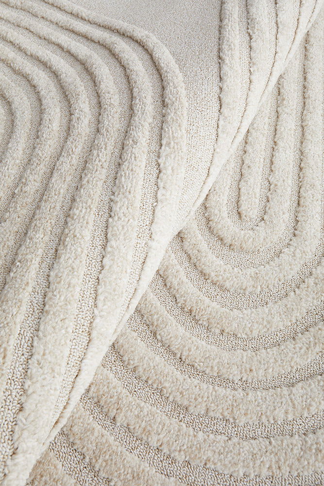 Beige Modern Lotus Abbey Power - Loomed Polypropylene Rug