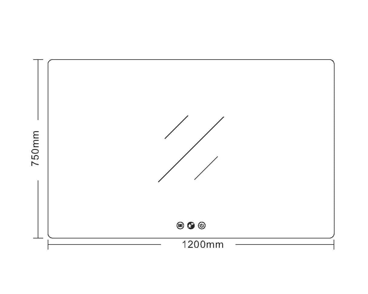 1200x750mm Frameless Rectangular LUNA LED Mirror with Advanced Features