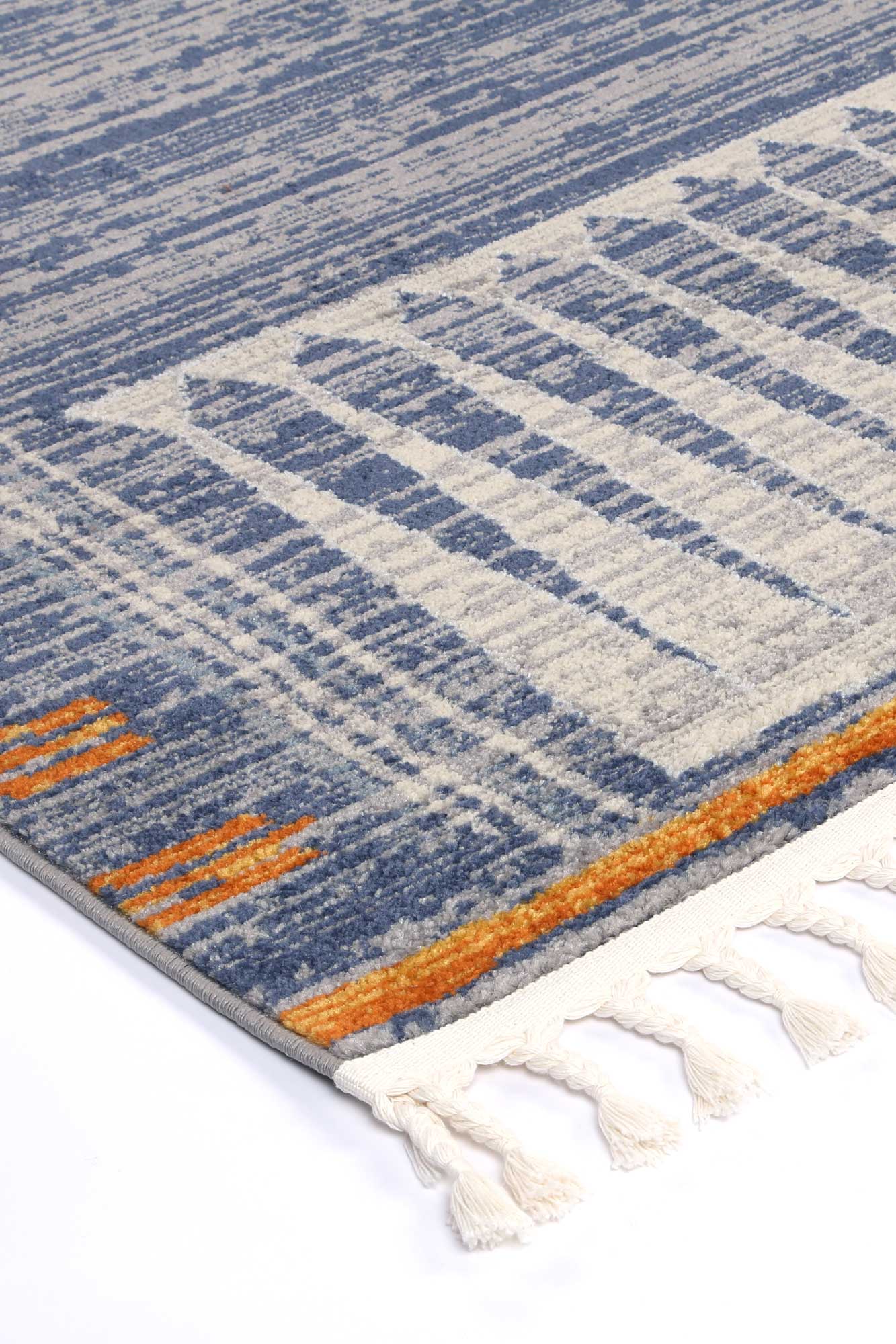 Contemporary Blue Rug Inspired by Peru Quito