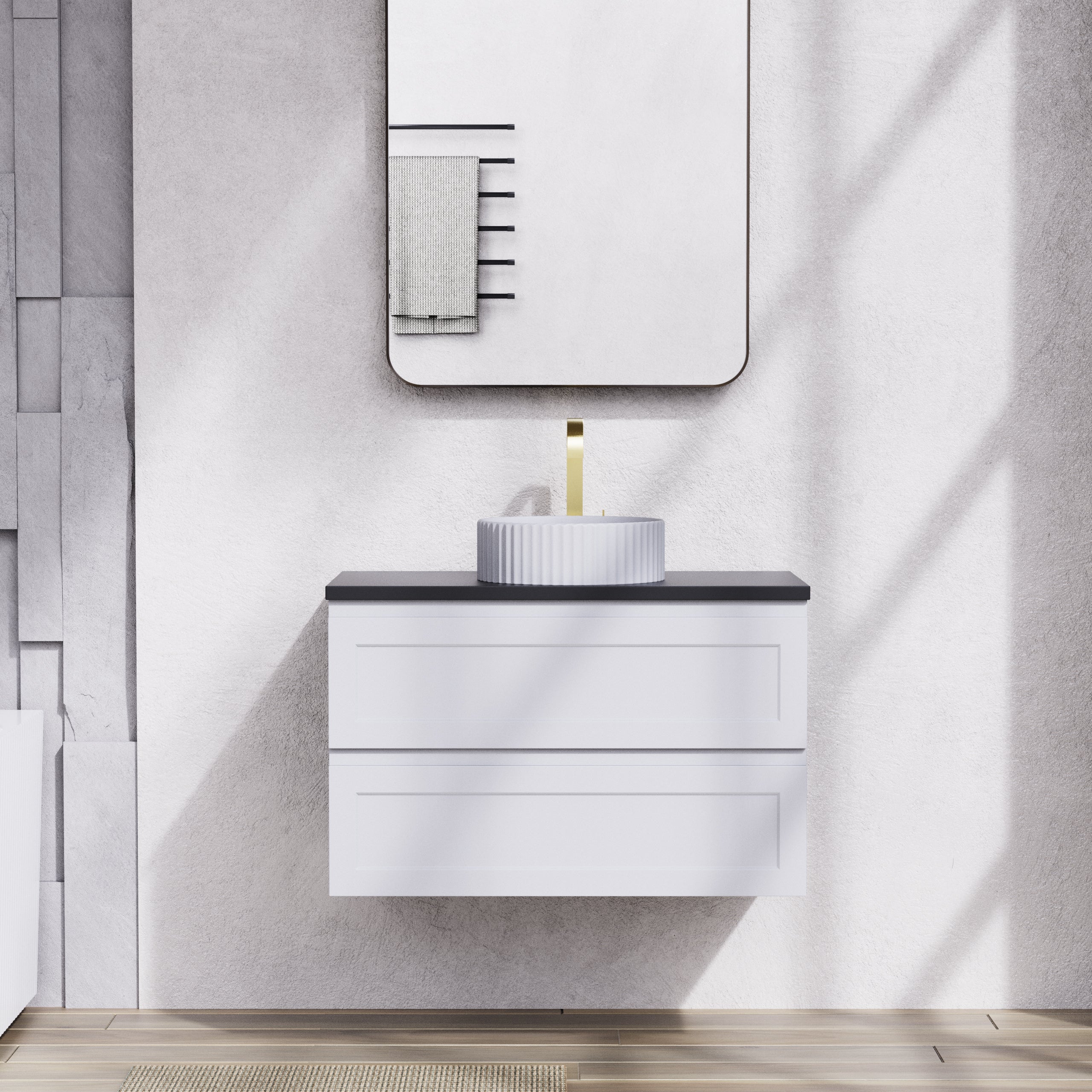 900mm Matte White Fremantle Premium PVC Wall Hung Vanity Cabinet