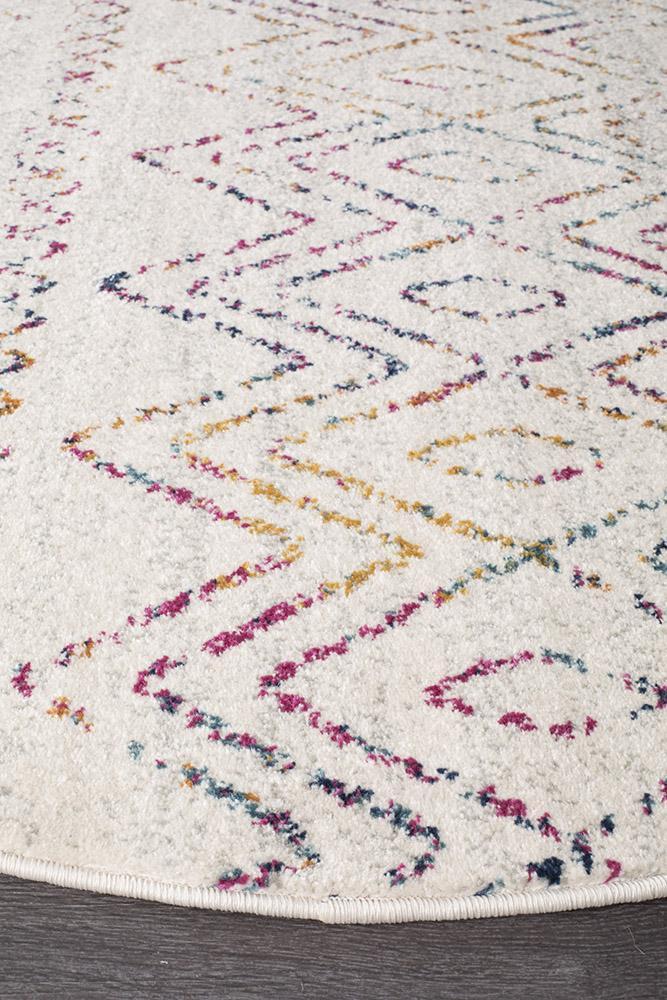 Oasis Nadia Multi - Color Rustic Tribal Round Polypropylene Rug