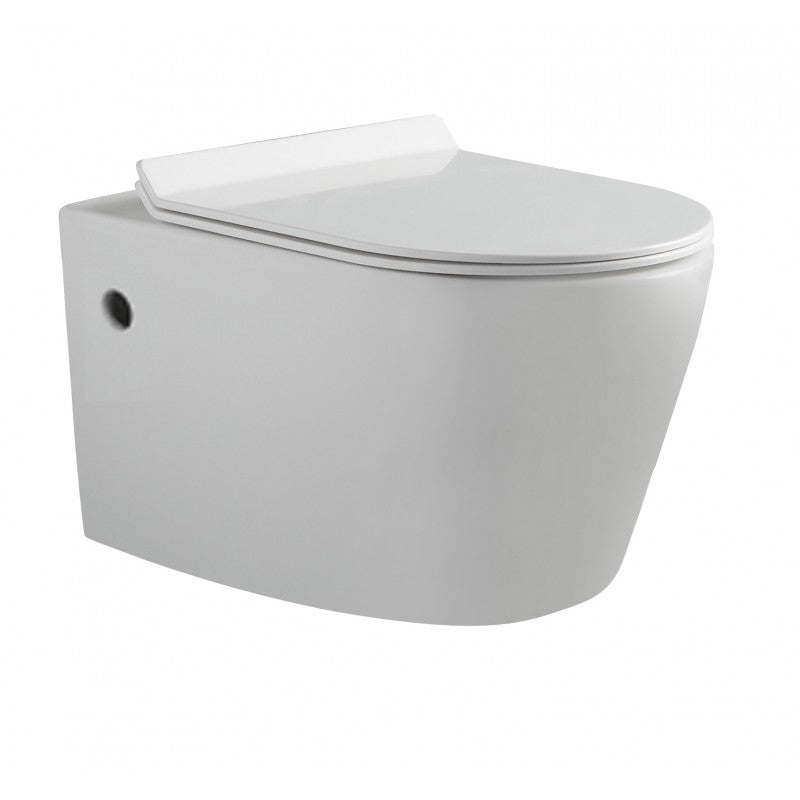 European-Style Rimless Nano Glaze Gloss White Wall-Hung Toilet with German Soft-Close Seat