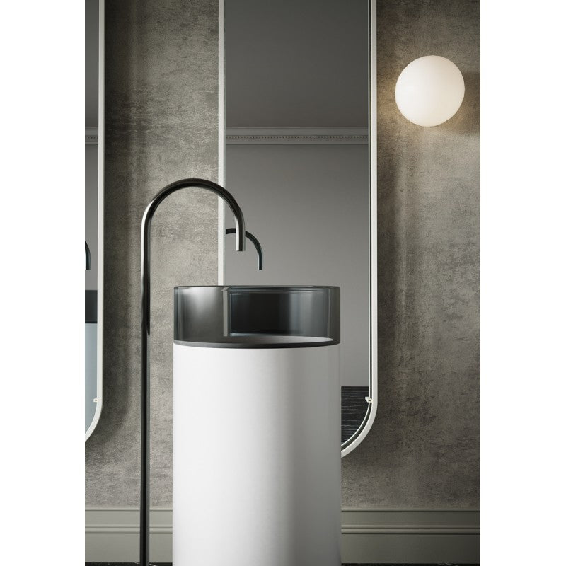 Hilton Freestanding Solid Surface Basin in Black Mist & Matte White