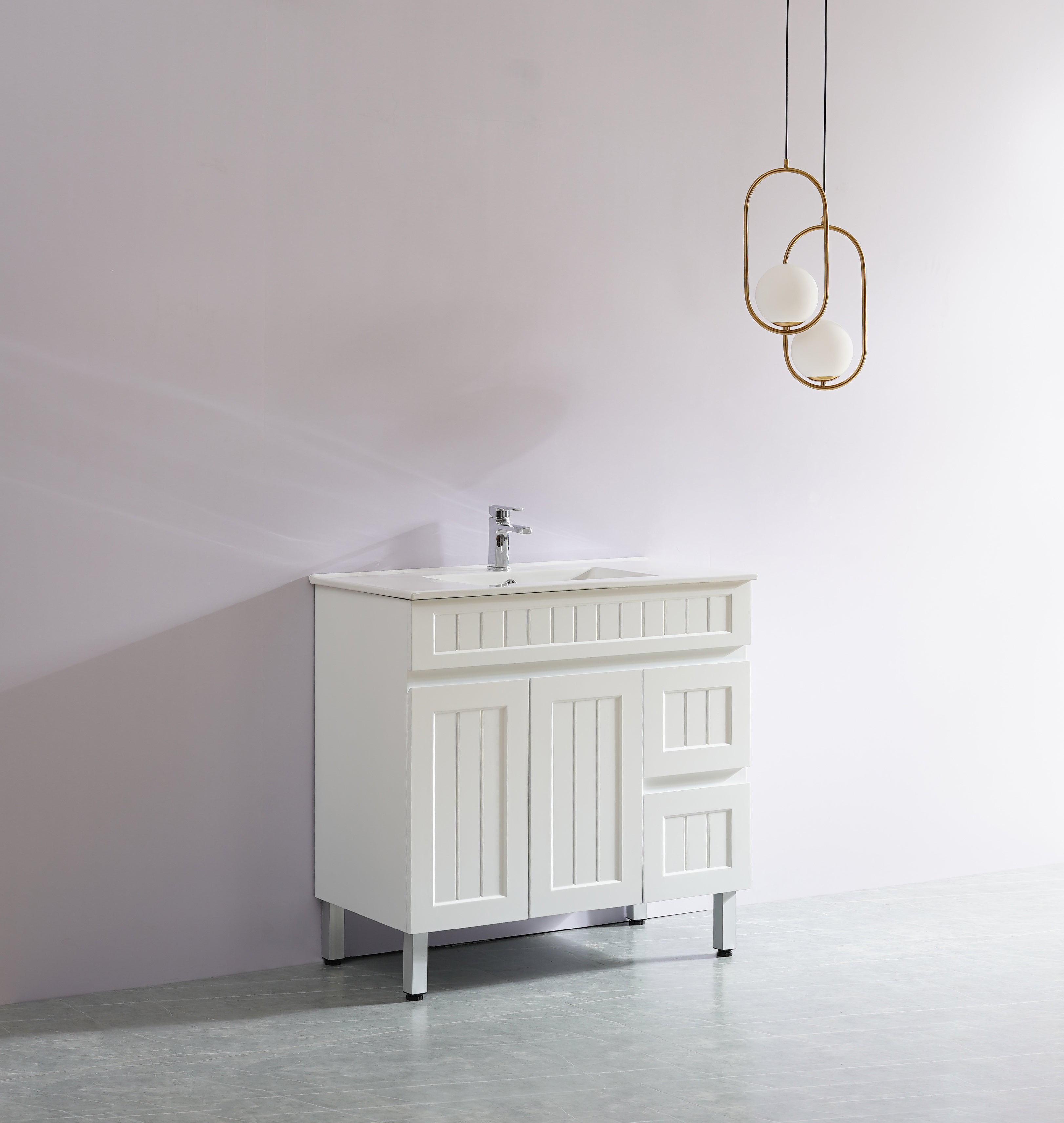 Exclusive Sale! Acacia 900mm Matte White PVC Floor Standing Shaker Vanity