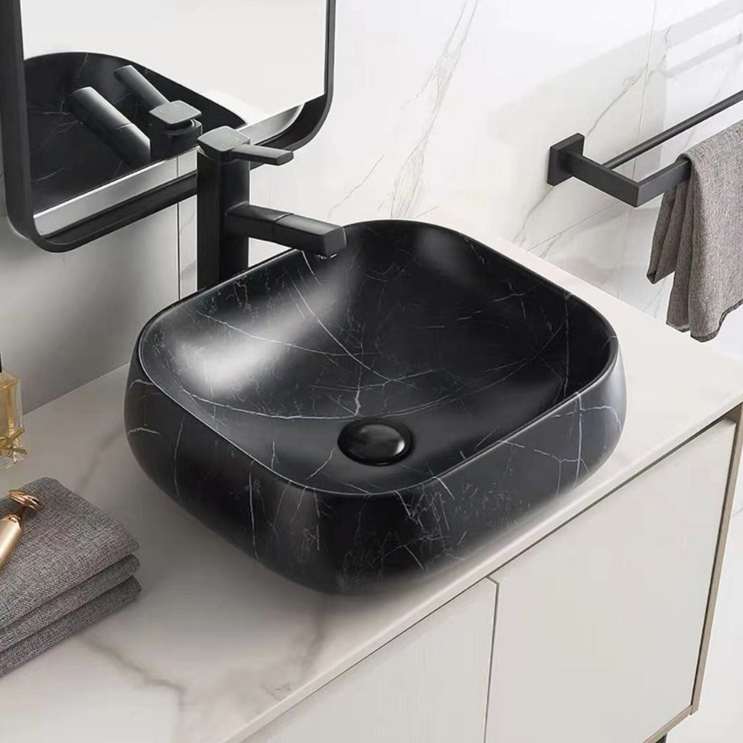 Matte Black Carrara Square Basin (450x400x145) - POSEIDON